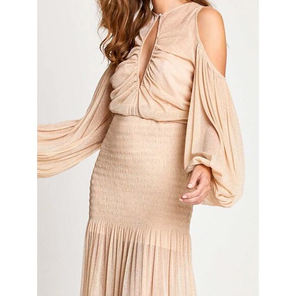 Alice McCall Spell Gown Maxi Dress nude neutral metallic knit mesh Size 4 - Picture 2 of 13